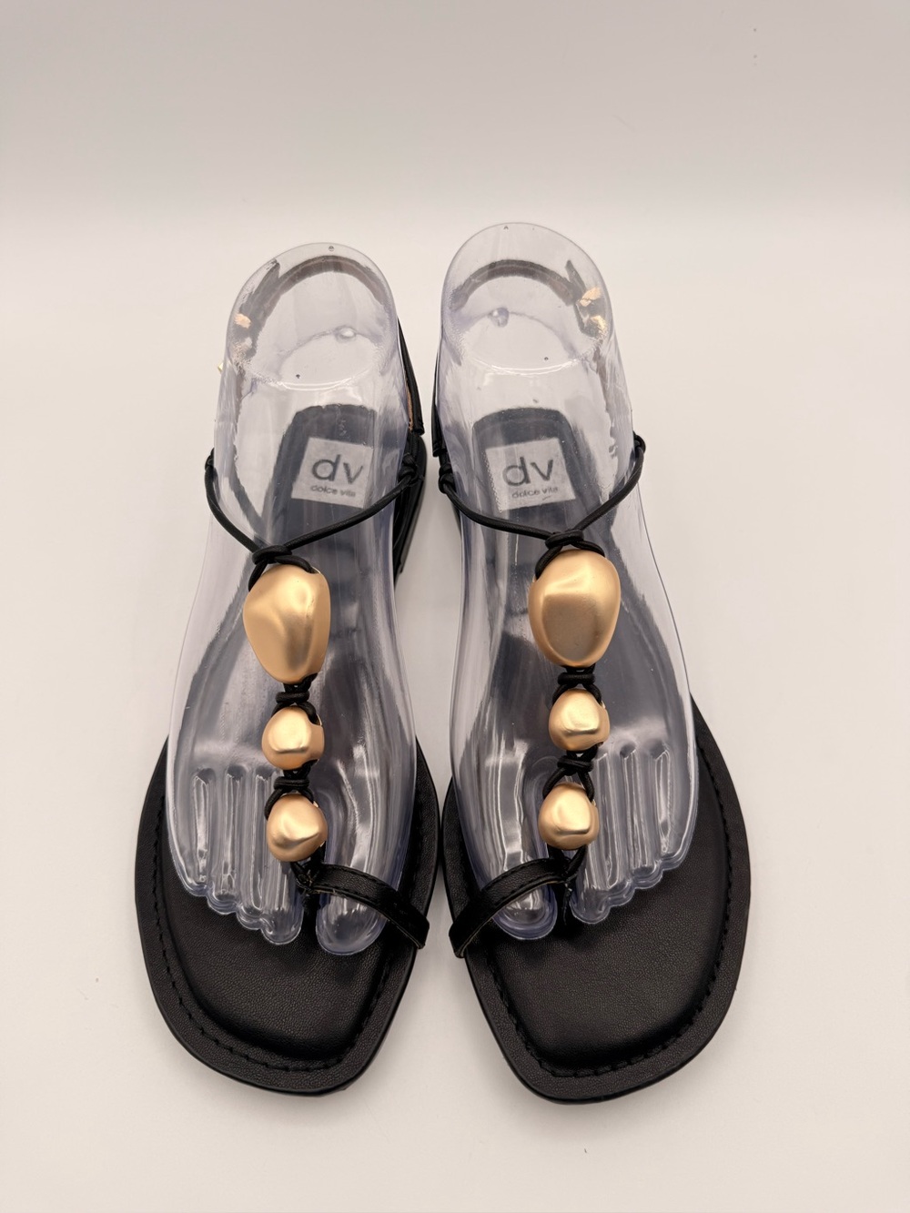 DV BY DOLCE VITA Jazi Toe Loop Embellished Sandals Black Size 7.5